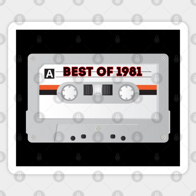 Vintage Cassette Tape Best Of 1981 40th Birthday Gift Magnet by ZenCloak